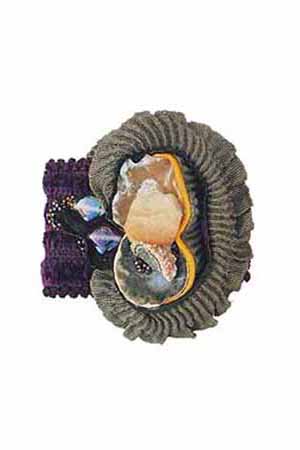 bracelet: fabrics, quartz, shell, glass, glass beads