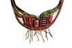 necklace "the city" : fabrics, Venetian glass, ceramics, voile, glass beads