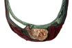 necklace: fabrics, chalcedony, turquoise, glass beads