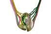 necklace : fabrics, mother of pearl, glass beads