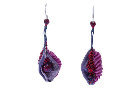 ear ornaments: fabrics, glass beads