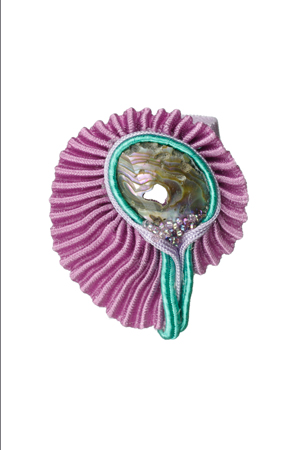 ring: fabrics, abalone glass beads