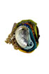 ring: textiel, schelp, abalone, zoetwaterparels, glaskralen