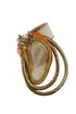 ring: fabrics, sunstone, glass beads