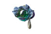 brooch: fabrics, abalone, glass beads