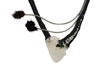 necklace: fabrics, tourmaline in quartz, fur, glass beads