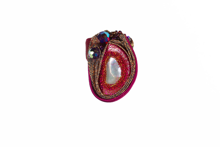 ring: fabrics, Venetian glass, glass beads
